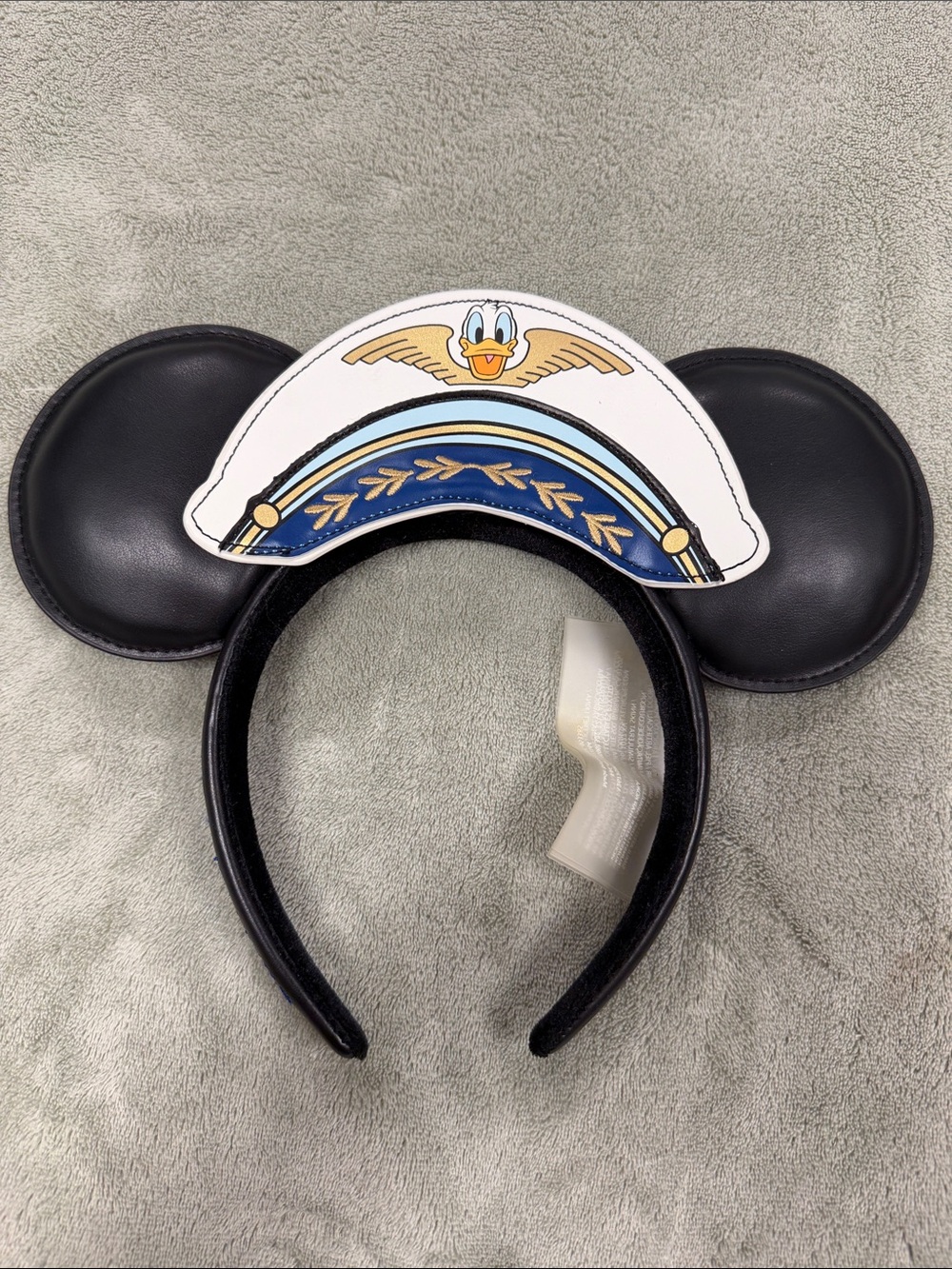 Disney Black Mickey Ears Headband with White & Blue Donald Sailor Patch